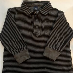 GAP Black and Gray Striped Polo
